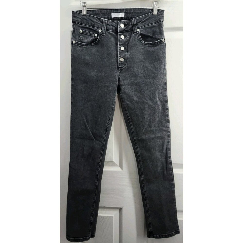 Anine Bing Gray High-Rise Button-Fly slim Jeans